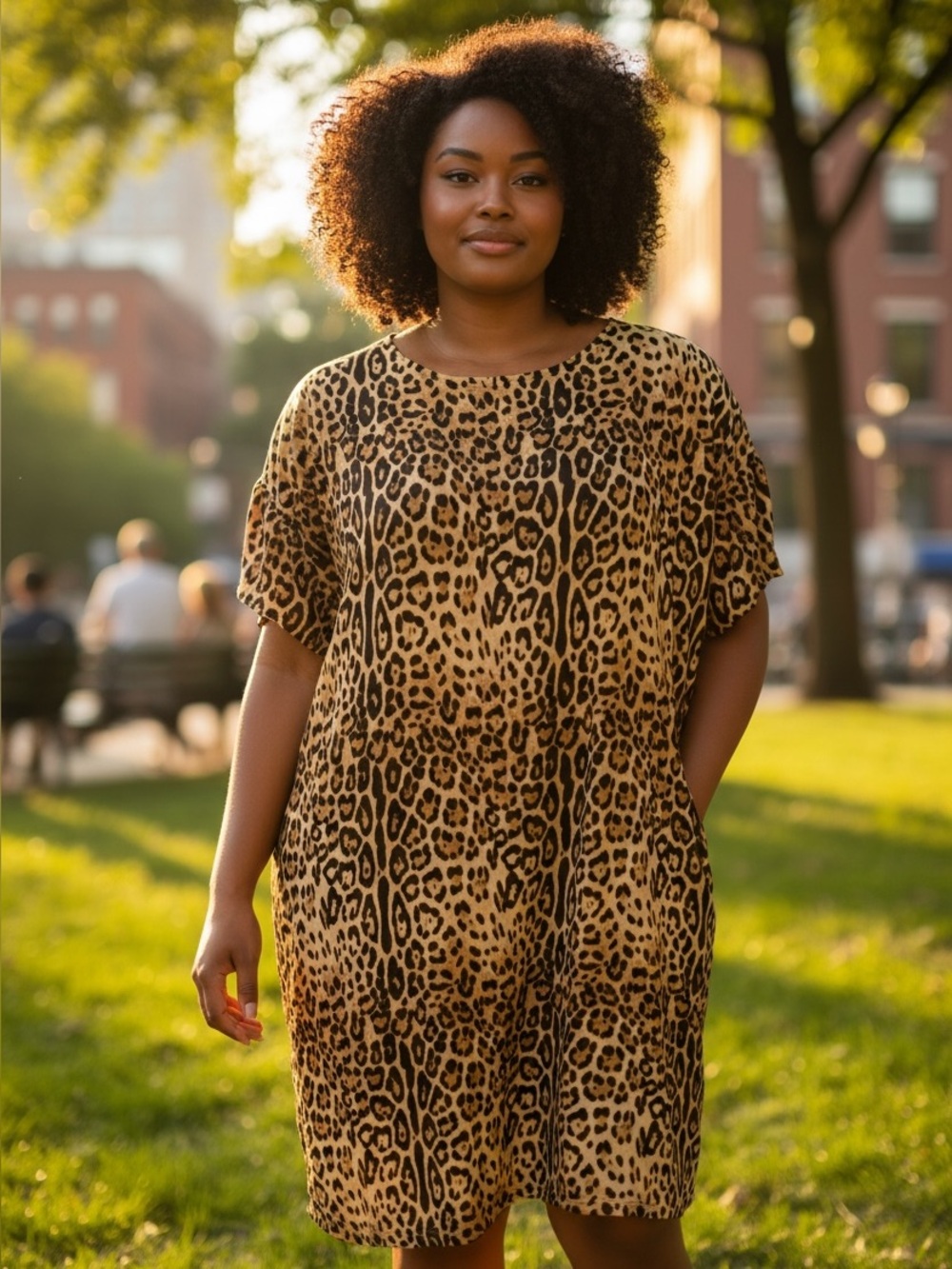 Joe Fresh Leopard Print Midi Dress - Yellow Brown